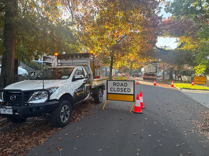 Worksite traffic management vehicle and equipment