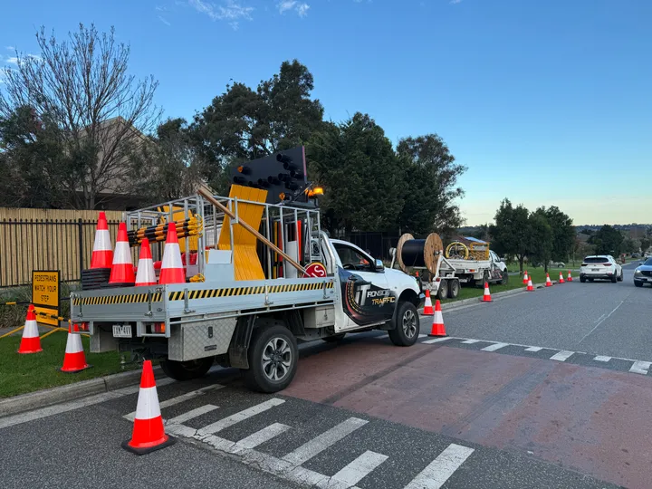 Traffic management equipment set up on site